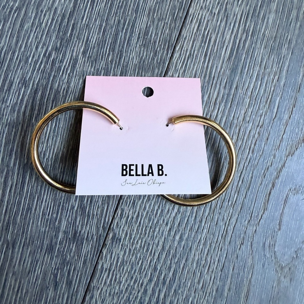 Bella B Oversized Gold Hoop Statement Earrings